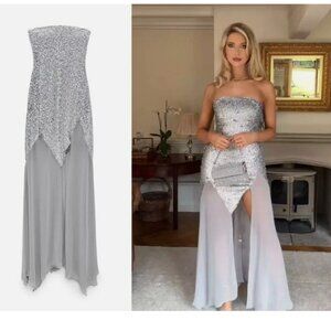 NWT $169 ZARA SILVER SEQUINNED BARBIE LONG DRESS LIMITED EDITION 9002/834